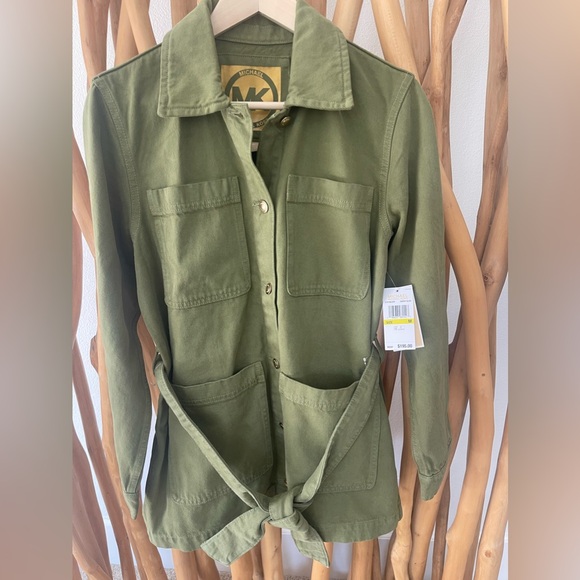 New MICHAEL KORS SMOKY OLIVE COTTON JACKET Size:M - Picture 5 of 10